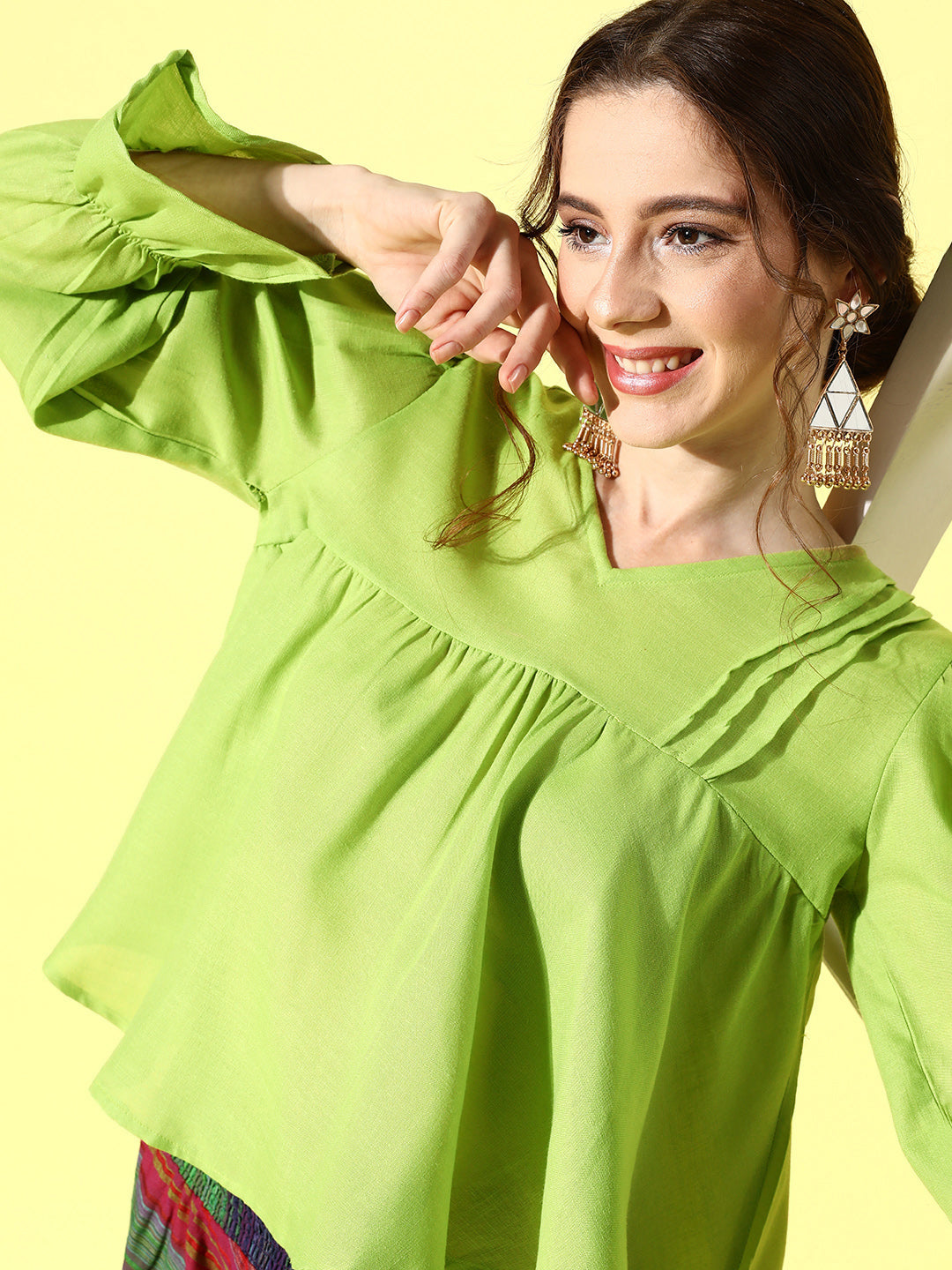 InWeave Women's Green Top With Multi Clr Harem Set - Distacart