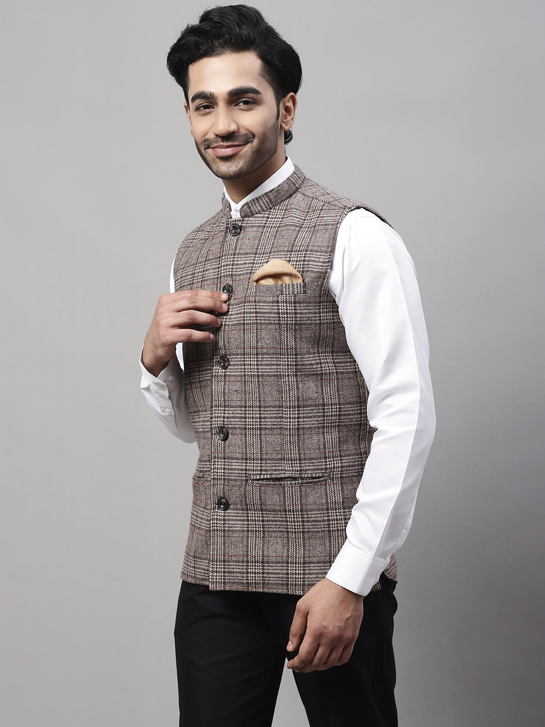 Even Apparels Men's Beige Pure Wool Nehru Jacket - Distacart