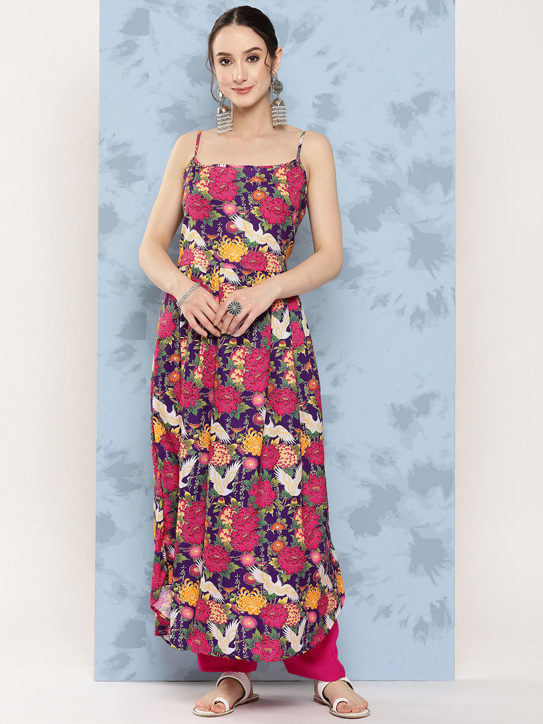 InWeave Women's Navy Bird Japanese Art Strappy Set - Distacart