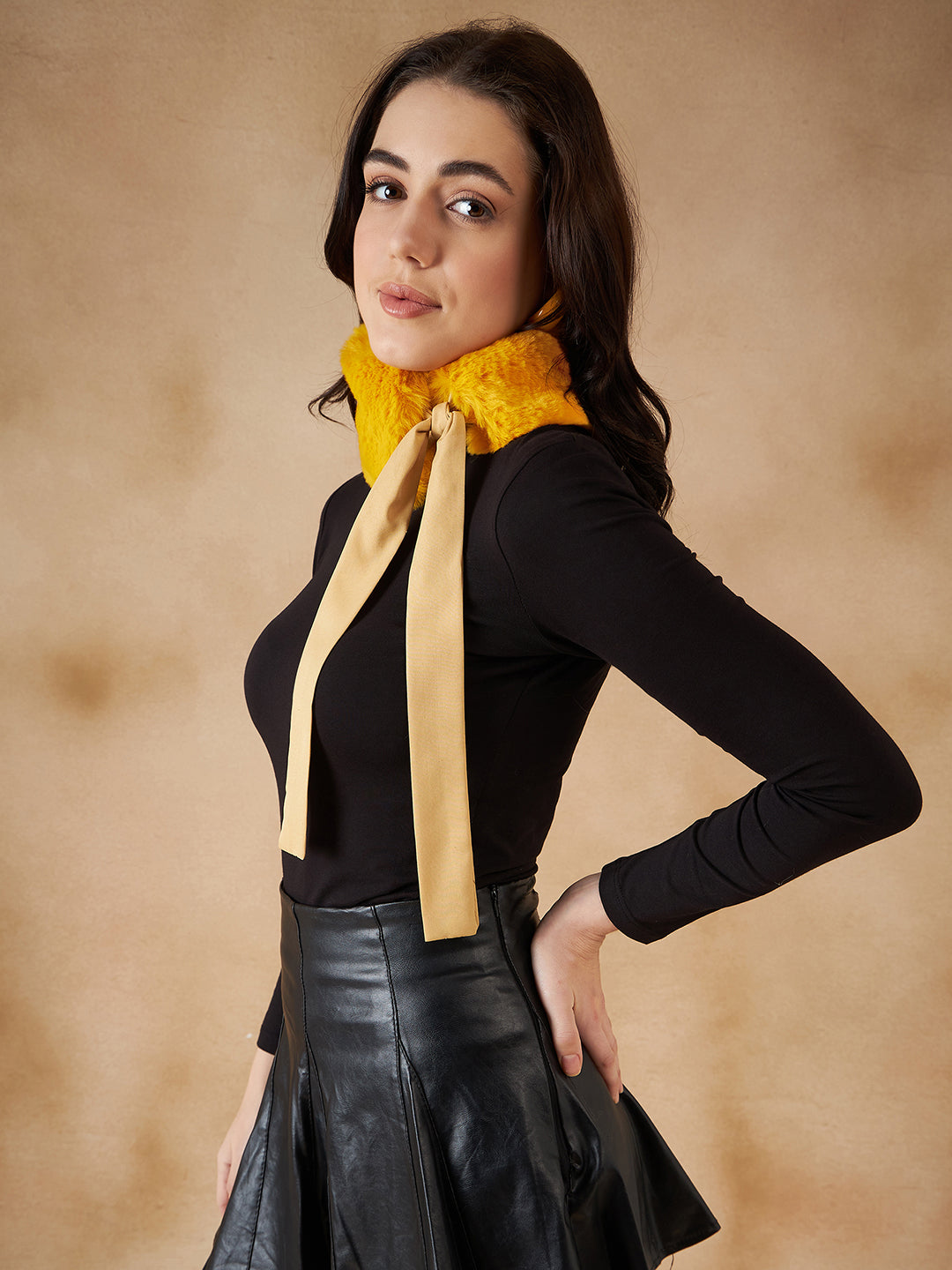 InWeave Women's Yellow Fur Neckpiece - Distacart