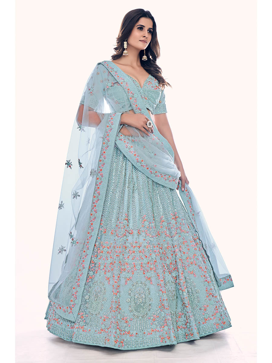 Myra Firozi Soft Net Embroidered Designer Lehenga Choli - Distacart