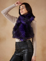 Thumbnail for InWeave Women's Purple Black Faux Fur Neck Warmer - Distacart