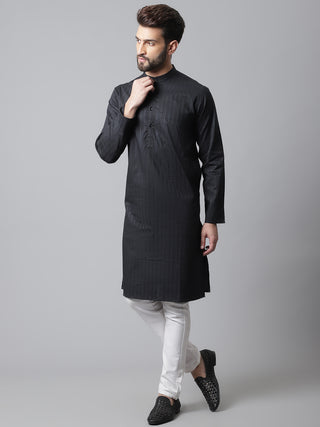 Even Apparels Black Solid Kurta With Band Collar - Distacart