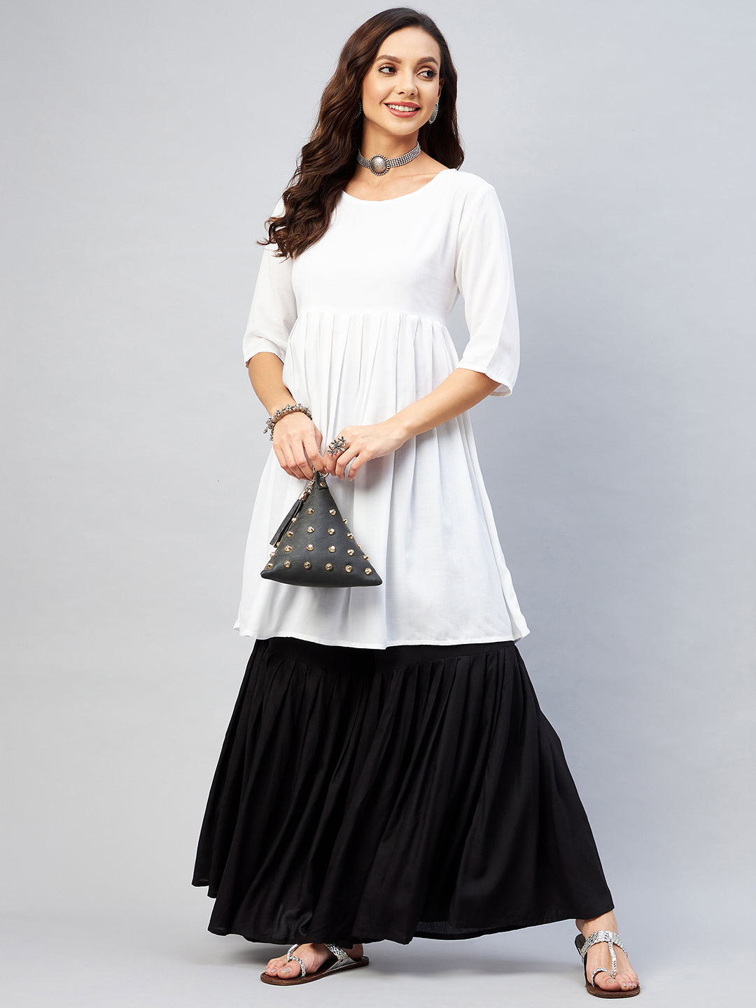 InWeave Women's Cream Short Anarkali Kurta - Distacart