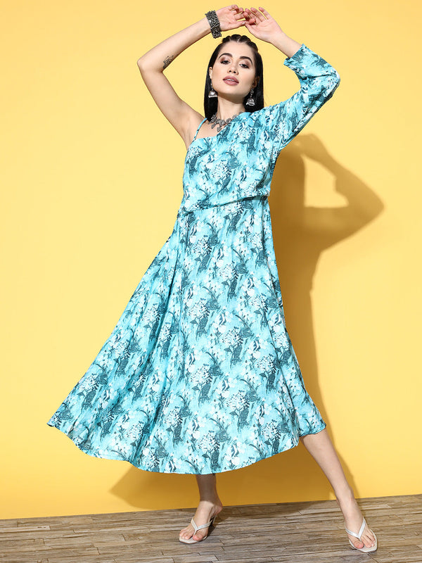 InWeave Women's Sea Blue One Shoulder Rayon Dress - Distacart