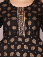 Thumbnail for Kalini Women Black & Gold-Toned Ethnic Motifs Printed Anarkali Kurta - Distacart