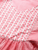 Thumbnail for HERE&NOW Women Pink & White Ethnic Motifs Printed Gotta Patti Pure Cotton Kurta - Distacart