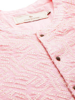 Thumbnail for House of Pataudi Embroidered Regular Sequinned Rozana Kurta with Pyjamas - Distacart