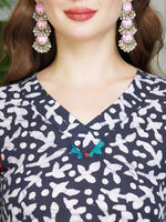 Thumbnail for Kalini Ethnic Motifs Batik Printed V-Neck Straight Kurta & Trousers With Dupatta - Distacart