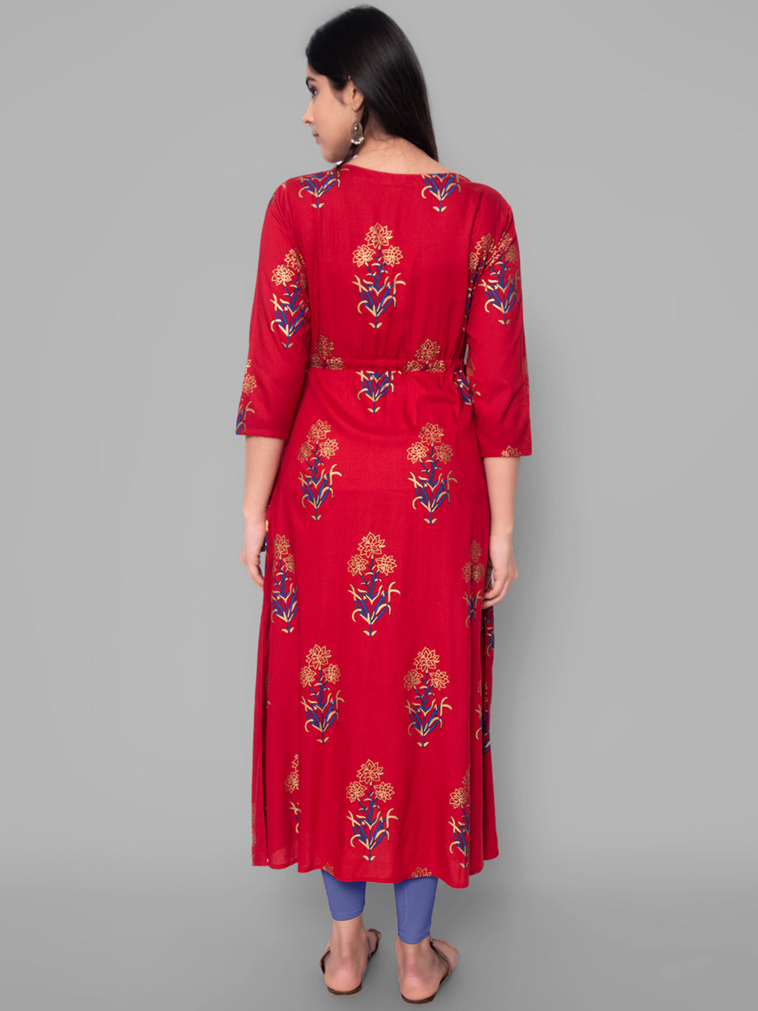 Kalini Women Red Rayon Printed A-line Kurta - Distacart