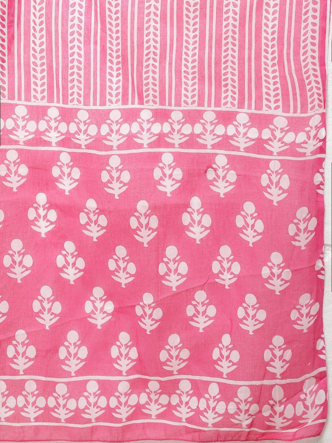 Sangria Women Floral Printed Mirror Work Pure Cotton Kurti with Trousers & Dupatta - Distacart
