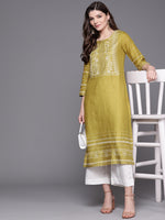 Thumbnail for Biba Women Green & White Printed Kurta with Crop Palazzos - Distacart