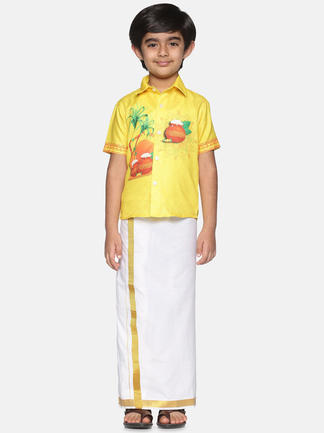 Sethukrishna Boys Yellow Printed Shirt - Distacart