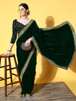 Thumbnail for Mitera Solid Saree with Embroidered border - Distacart