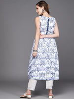 Thumbnail for Biba Women White & Navy Blue Pure Cotton Checked A-Line Kurta - Distacart