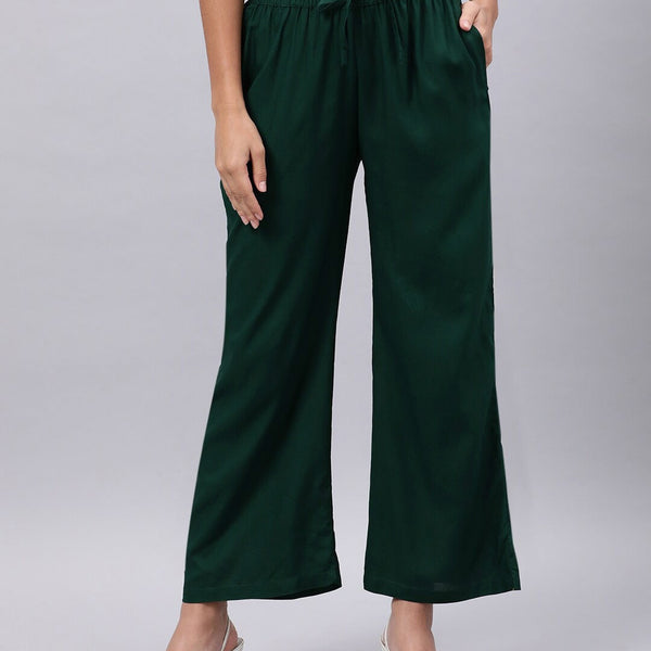 Souchii Green Liva Ethnic Palazzos - Distacart