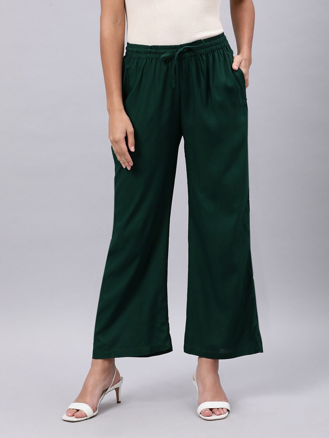 Souchii Green Liva Ethnic Palazzos - Distacart