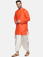 Thumbnail for Sethukrishna Men Orange Kurta with Dhoti Pants - Distacart