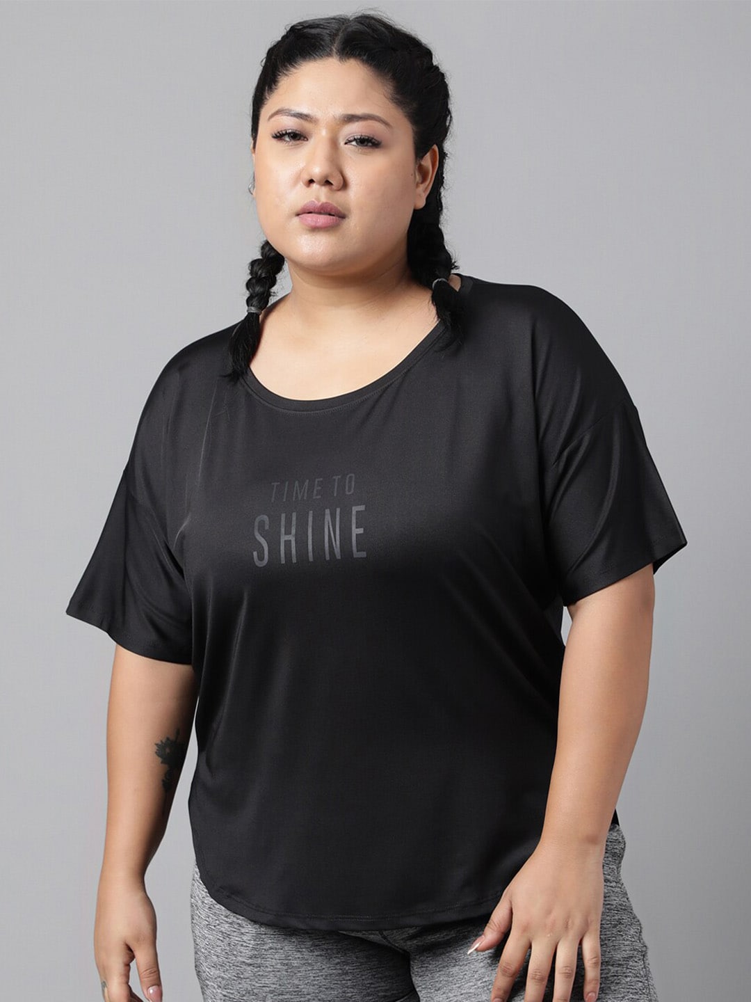 MKH Plus Size Typography Printed Dri-FIT Sports T-Shirt - Distacart