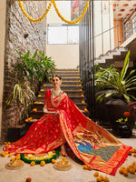 Thumbnail for Kalini Ethnic Motifs Woven Design Zari Detail Paithani Saree - Distacart