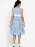 Thumbnail for NOZ2TOZ Blue Striped Dress For Girls - Distacart