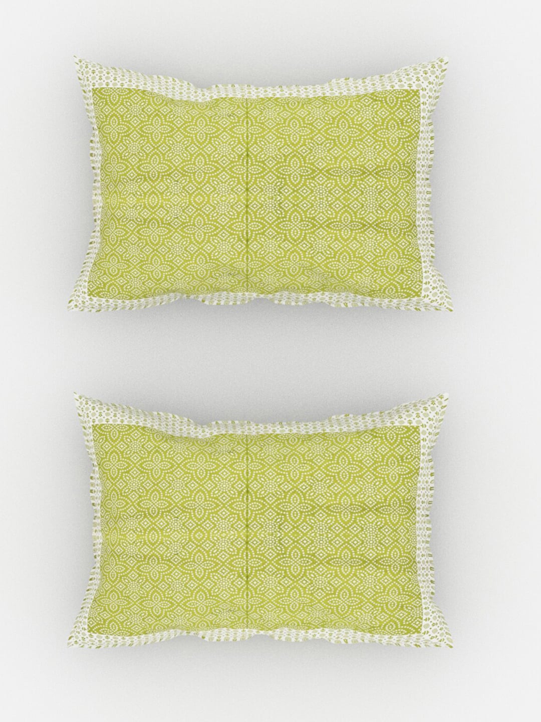 Urban Magic Green & White Ethnic Motifs Cotton 104 TC Queen Bedsheet with 2 Pillow Covers - Distacart