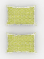 Thumbnail for Urban Magic Green & White Ethnic Motifs Cotton 104 TC Queen Bedsheet with 2 Pillow Covers - Distacart