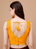 Thumbnail for Tikhi Imli Ethnic Motifs Embroidered Sequinned Sleeveless Dupion Saree Blouse - Distacart