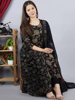Thumbnail for Kalini Floral Printed Round Neck Gotta Patti Pure Cotton Kurta with Palazzos & Dupatta - Distacart