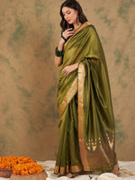 Thumbnail for Sangria Woven Design Organza Sarees - Distacart