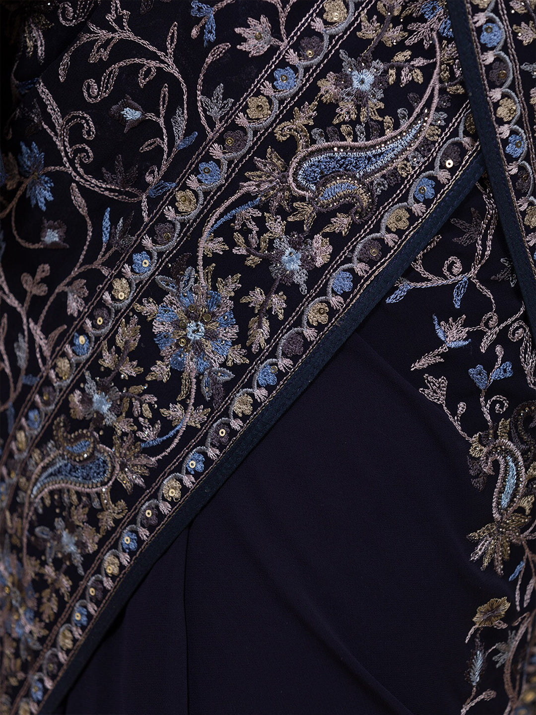 Koskii Floral Embroidered Sequined Poly Georgette Saree - Distacart