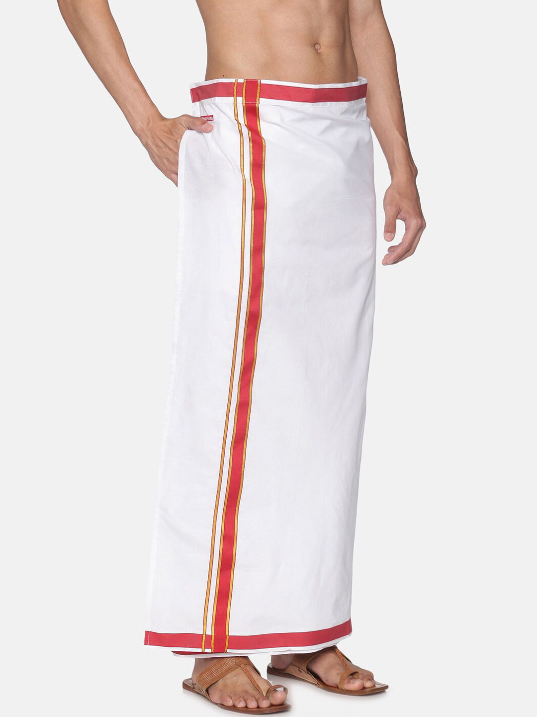 Sethukrishna Men White Solid Cotton Readymade Dhoti - Distacart