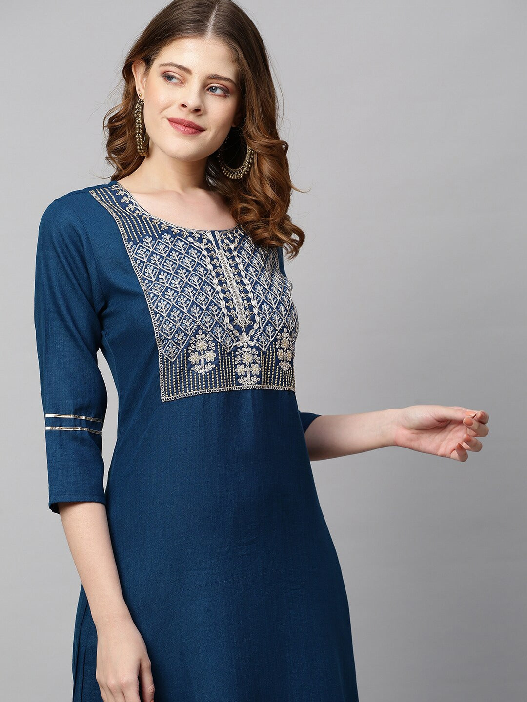Kalini Women Blue Ethnic Motifs Kurta with Palazzos & With Dupatta - Distacart