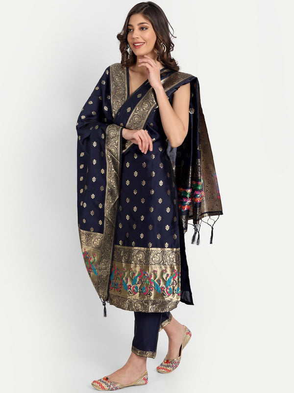 Kalini Shoulder Straps Woven Design Kurta with Trousers & With Dupatta - Distacart