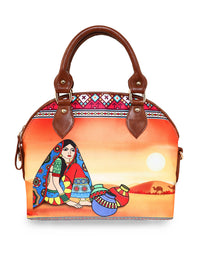 Thumbnail for Sabhyata Pot Lady - Satin Handbag With Detachable Sling - Distacart