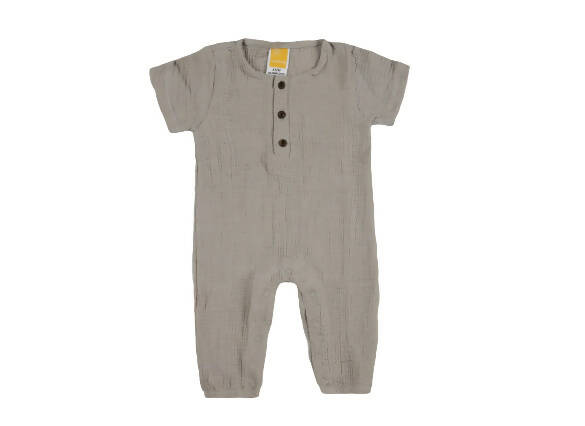 Sunshine Baby Cute Organic Muslin Cotton Babies Full Length Romper With Sleeve - Grey - Distacart