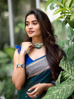 Thumbnail for Kalini Geometric Woven Design Zari Banarasi Saree - Distacart