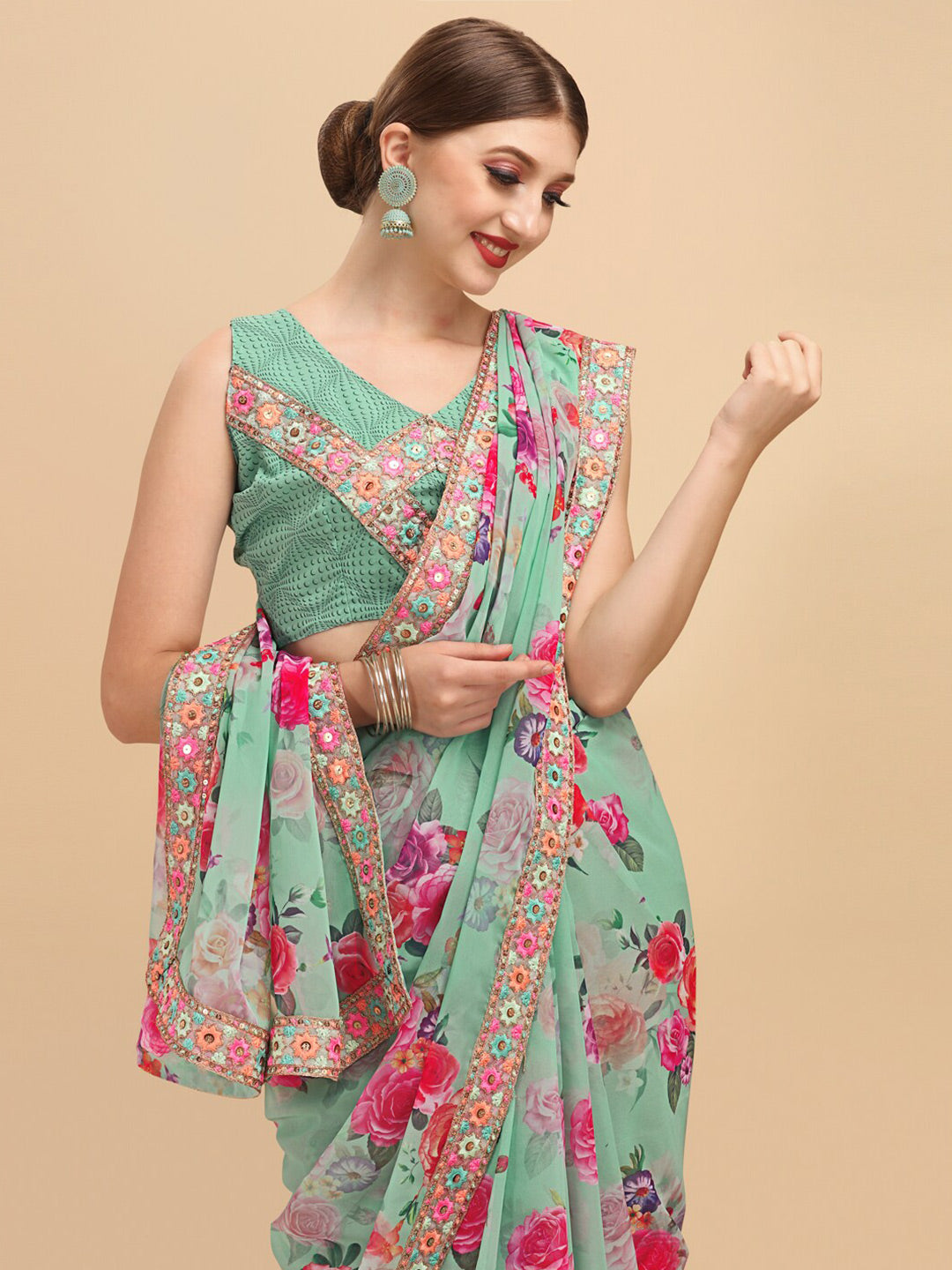 Sangria Women Sea Green Sarees - Distacart