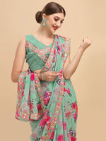 Thumbnail for Sangria Women Sea Green Sarees - Distacart