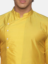 Thumbnail for Sethukrishna Men Yellow Angrakha Kurta with Pyjamas - Distacart