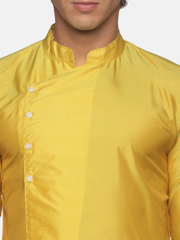Sethukrishna Men Yellow Angrakha Kurta with Pyjamas - Distacart