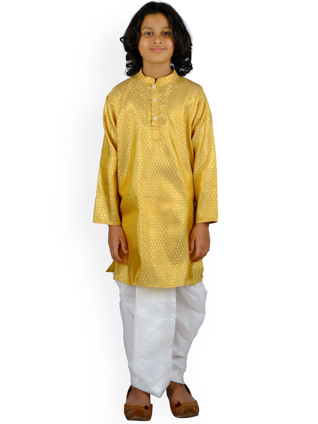 Sethukrishna Boys Gold-Toned Kurta with White Dhoti Pant - Distacart