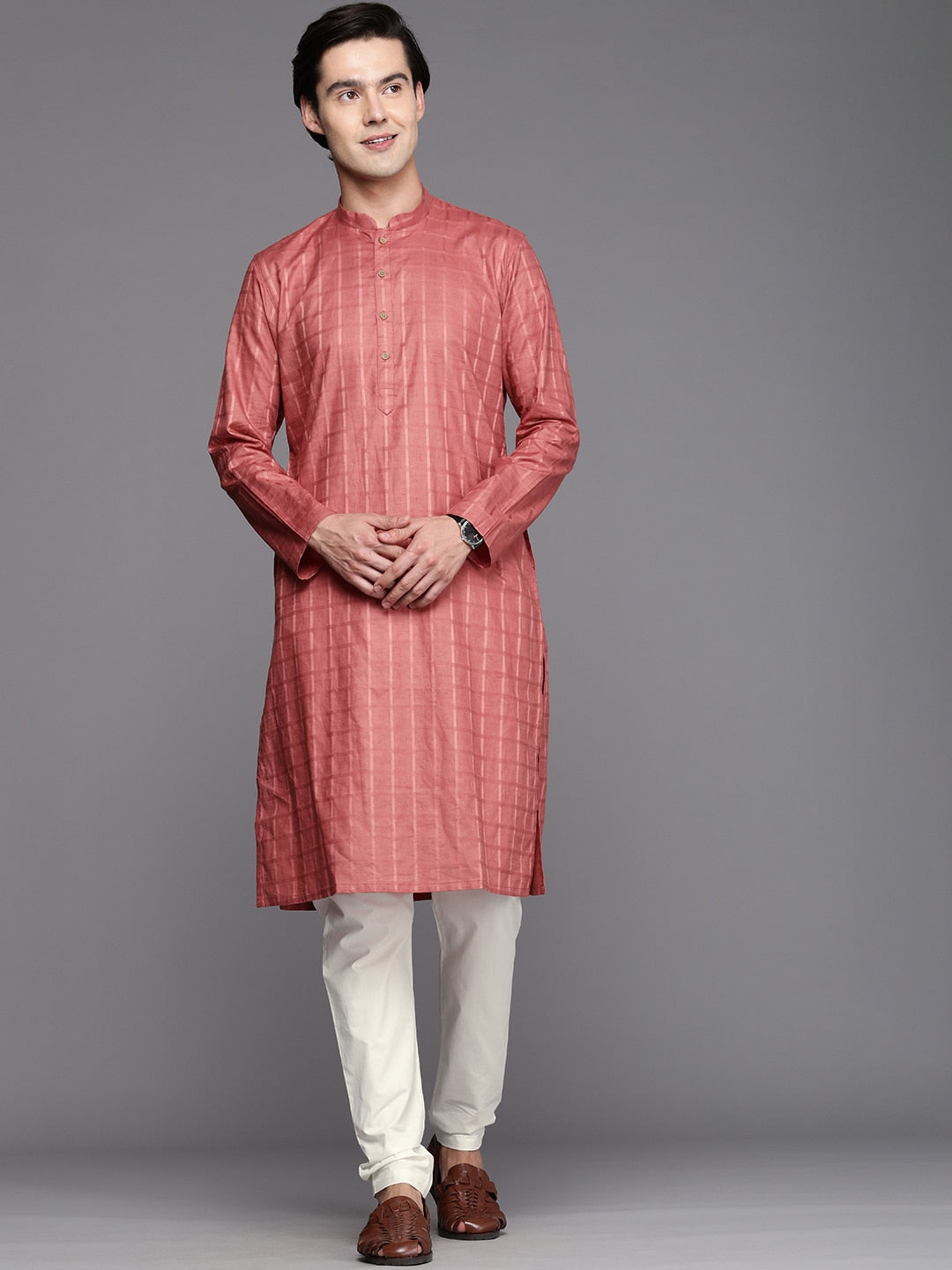 Manyavar Men Coral Kurta with Churidar - Distacart