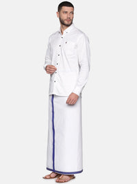Thumbnail for Sethukrishna Mens White Solid Readymade Cotton Dhoti - Distacart
