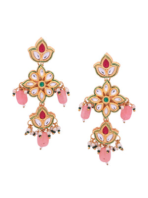 Buy COLORFUL BLING Classic Pink Flower Dangle Drop Earrings Elegant Floral  Green Leaf Earrings for Girls Women no gem type at Amazonin