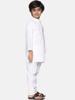 Thumbnail for Sethukrishna Boys White Pure Cotton Kurta with Churidar - Distacart
