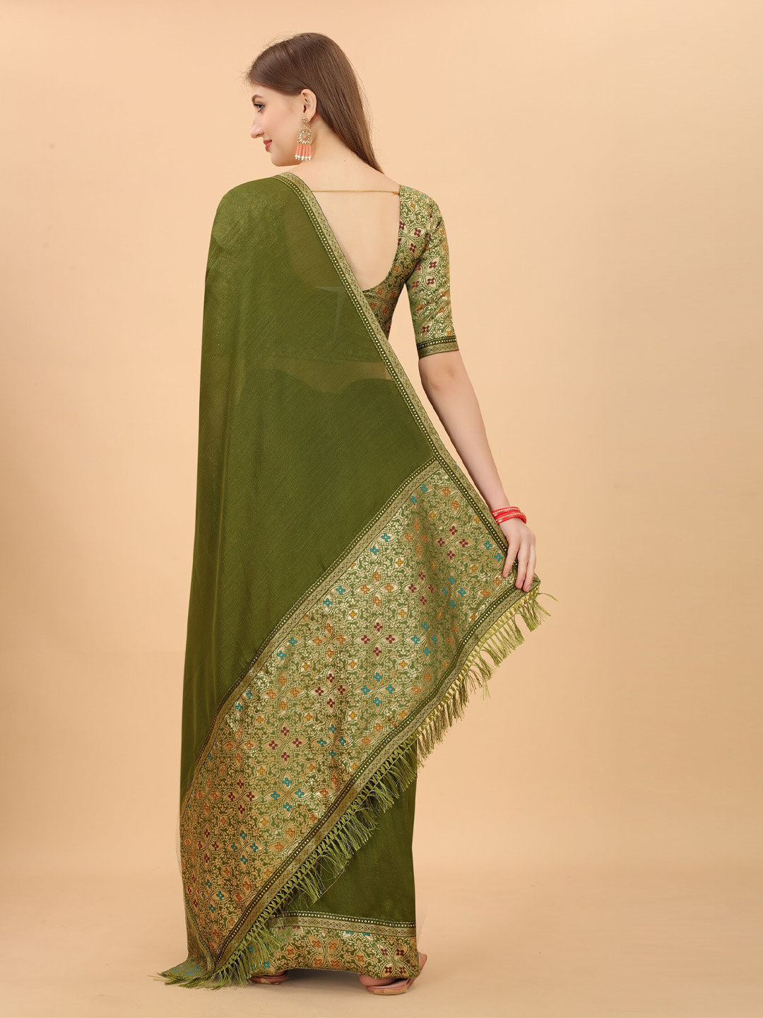 Kalini Sea Green & Gold-Toned Zari Pure Silk Saree - Distacart