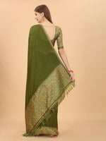 Thumbnail for Kalini Sea Green & Gold-Toned Zari Pure Silk Saree - Distacart
