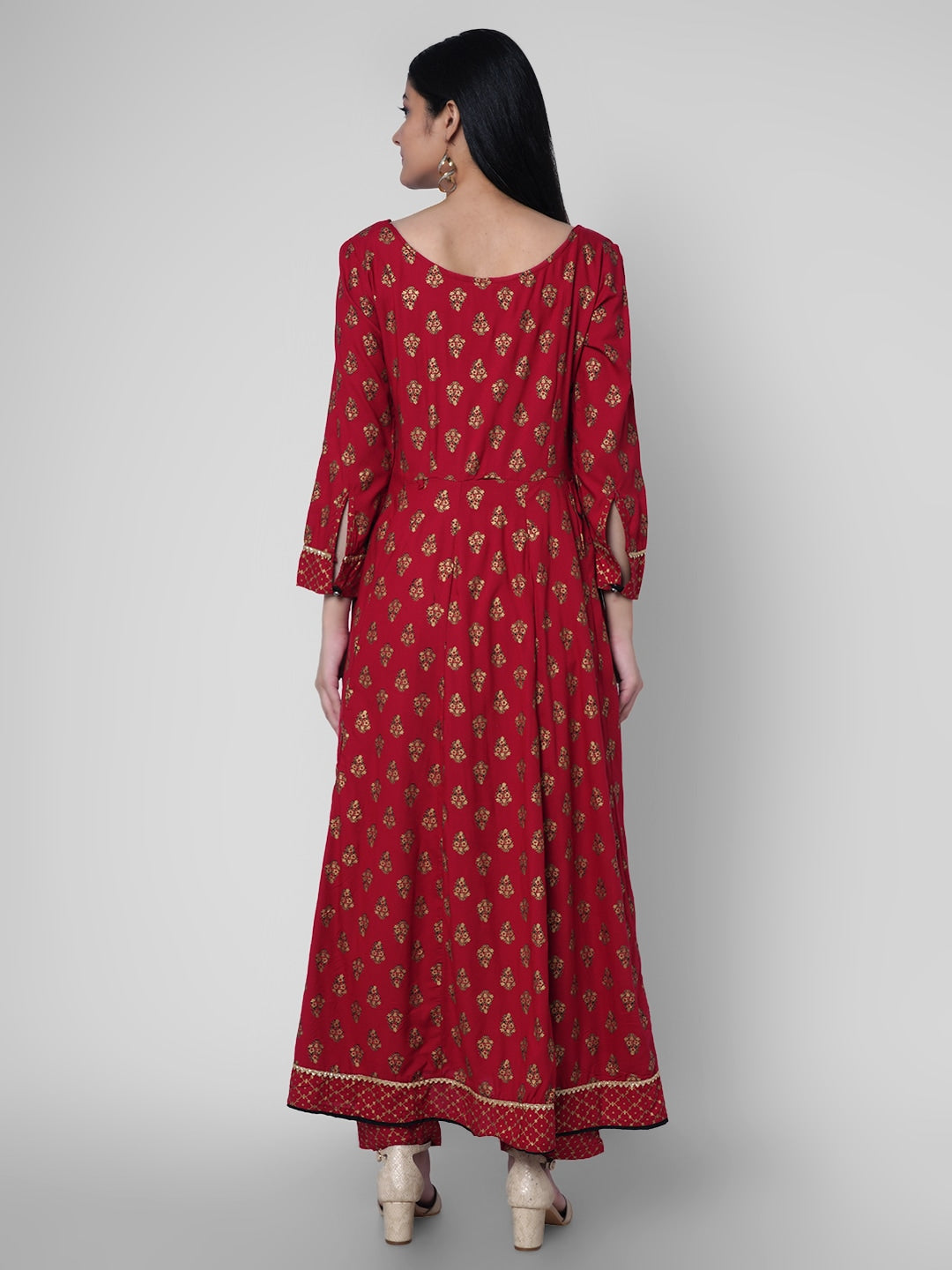 Kalini Women Red Ethnic Motifs Kurta with Churidar & With Dupatta - Distacart