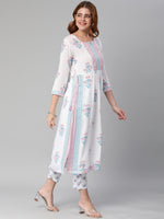 Thumbnail for Kalini Ethnic Motifs Printed Notched Neck A-Line Kurta With Trousers - Distacart